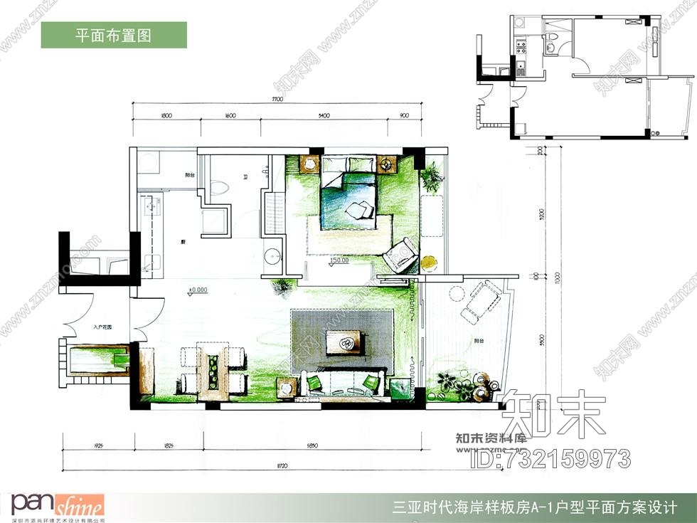 李益中--三亚时代海岸单身公寓东南亚风格A-1样板房cad施工图含效果图施工图下载【ID:732159973】