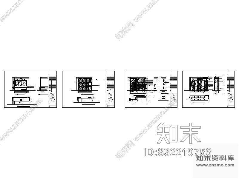 图块/节点别墅书房立面图cad施工图下载【ID:832219756】
