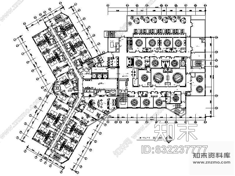 图块/节点四星级酒店平面布置图cad施工图下载【ID:832237777】