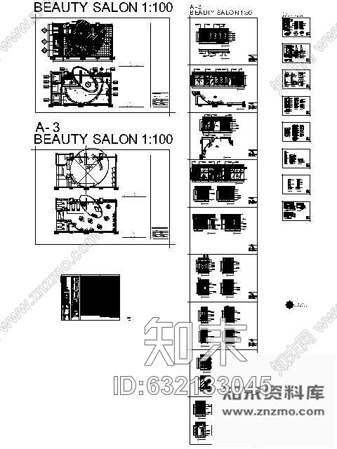 施工图180㎡美容美发室施工图cad施工图下载【ID:632133045】