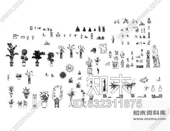 图块/节点精美家居饰物图块集cad施工图下载【ID:832311875】