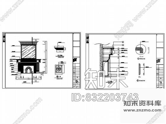 图块/节点工艺壁炉详图cad施工图下载【ID:832203743】