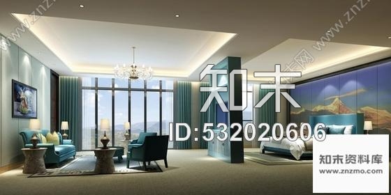 施工图西藏清新蓝色调酒店豪华总统套房施工图含效果图cad施工图下载【ID:532020606】
