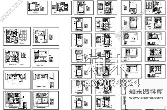 施工图一些标准客房的家私布置图cad施工图下载【ID:532064624】