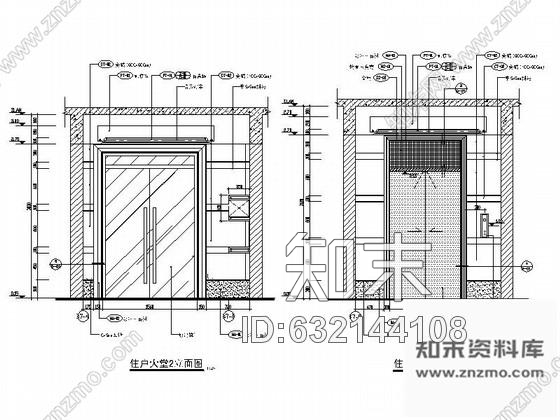 施工图佛山某精品住宅小区住户大堂室内装修图cad施工图下载【ID:632144108】