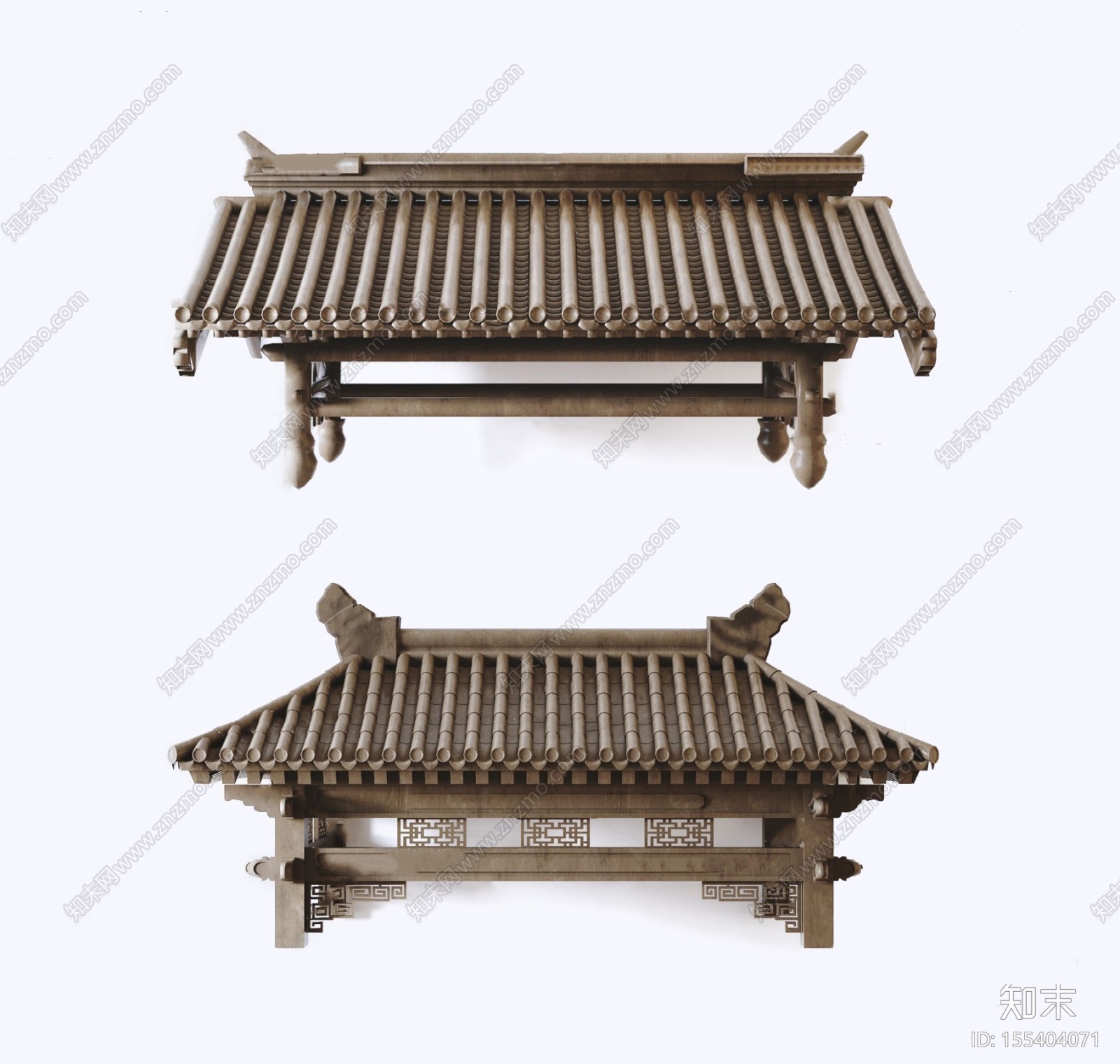 新中式古建筑屋檐门头构件3d模型3d模型下载【id:155404071】