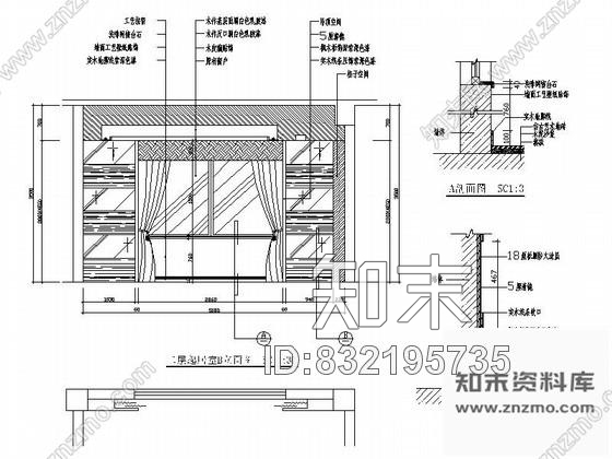 简欧别墅起居室立面图节点cad施工图下载【ID:832195735】
