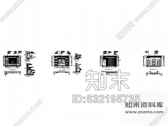 简欧别墅起居室立面图节点cad施工图下载【ID:832195735】