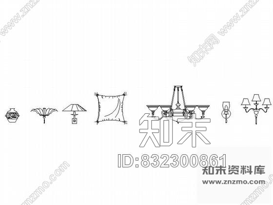 图块/节点各式灯饰CAD图块下载施工图下载【ID:832300861】