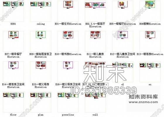 施工图上海浦东新区现代双层别墅装修图cad施工图下载【ID:531985339】