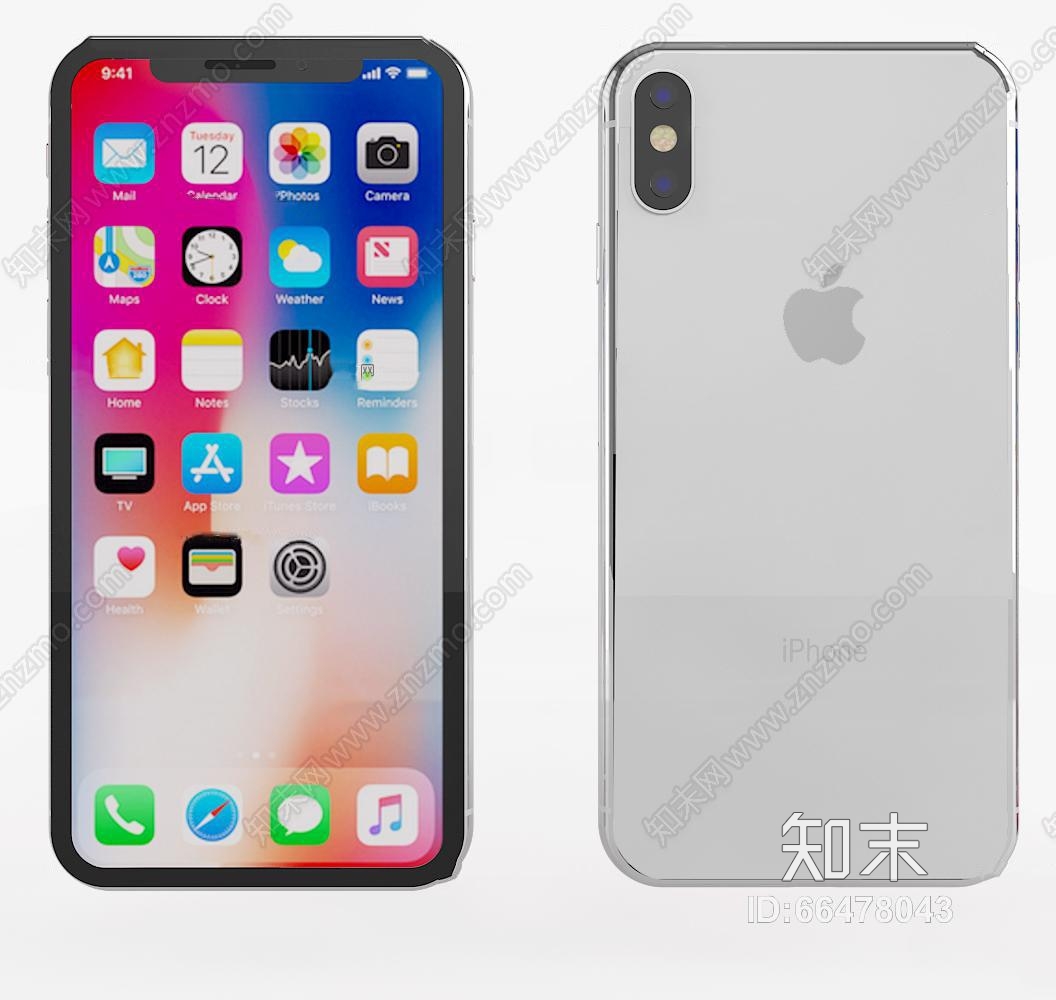 现代iphonex手机苹果手机3d模型