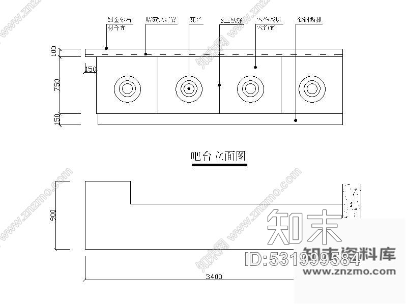 施工图122㎡快餐厅装修方案cad施工图下载【ID:531999584】