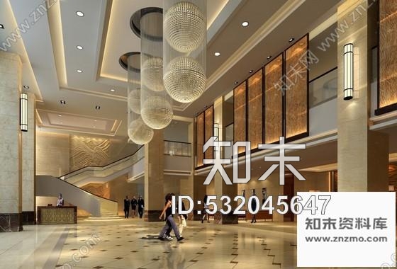 施工图安徽国际酒店大堂室内施工图含效果cad施工图下载【ID:532045647】