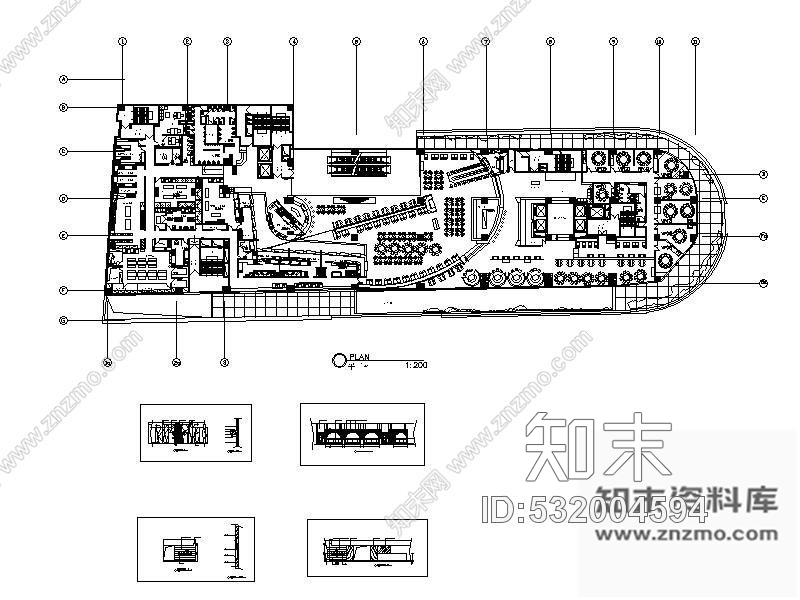 施工图日式概念美食餐厅装修图(含实景)cad施工图下载【ID:532004594】