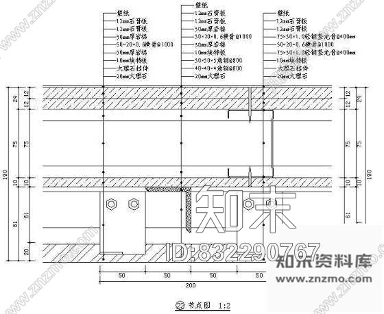 图块/节点单面卫生间石材墙体+会议室或办公室墙纸结构图cad施工图下载【ID:832290767】