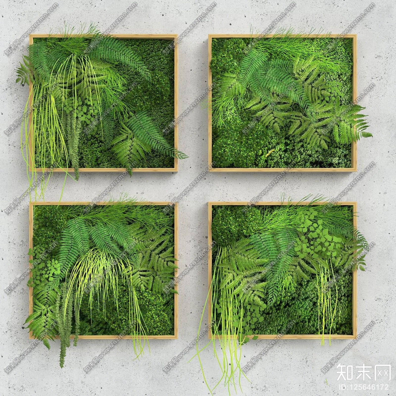 现代绿色植物墙3d模型3d模型下载【id:125646172】