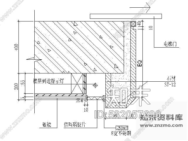 施工图五星酒店标准层电梯厅施工图cad施工图下载【ID:532057690】