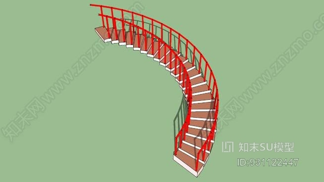 半圆形楼梯su模型下载