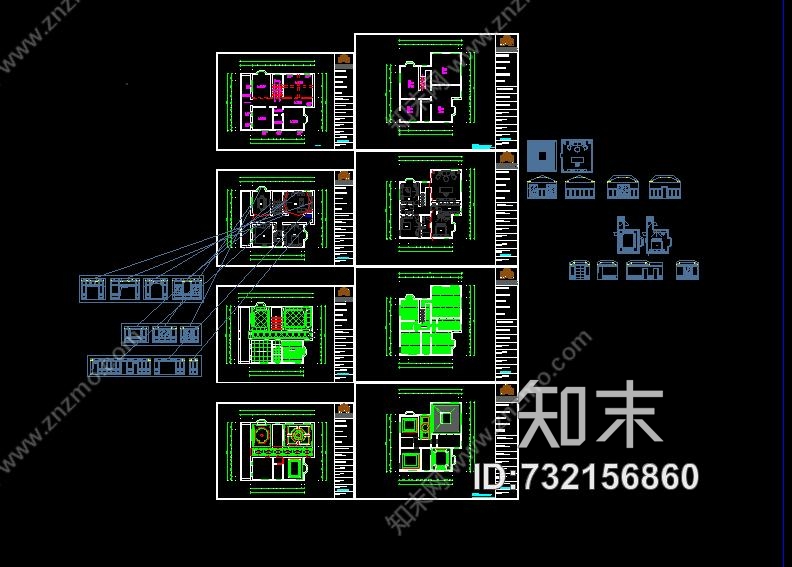 一套公司60万别墅cad装修图纸，含效果图，对于新手和新设计师有很大帮助cad施工图下载【ID:732156860】