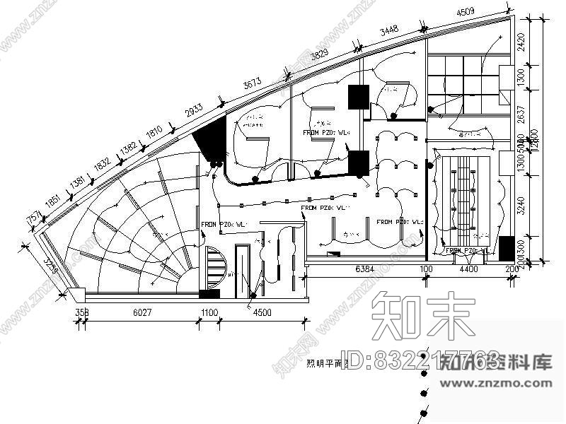 湖北某大厦办公室装修平面图cad施工图下载【ID:832217763】