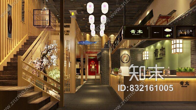 2017日式料理们头室内装修cad施工图纸及效果图(含水电)施工图下载【ID:832161005】