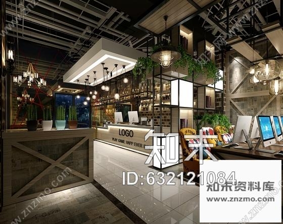 施工图原创贵阳工业LOFT风格时尚网咖室内施工图含高清效果图力荐cad施工图下载【ID:632121084】