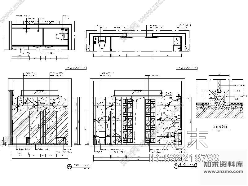 图块/节点别墅卫生间立面图cad施工图下载【ID:832218799】