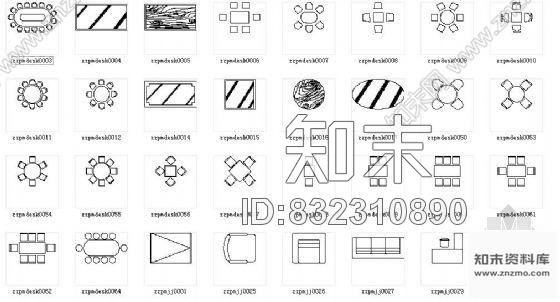 图块/节点常用家具平面图块集cad施工图下载【ID:832310890】