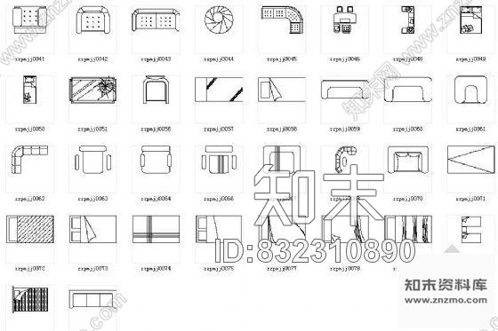 图块/节点常用家具平面图块集cad施工图下载【ID:832310890】