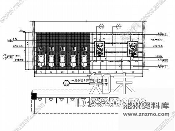 施工图餐厅公共卫生间室内装修图cad施工图下载【ID:532009508】