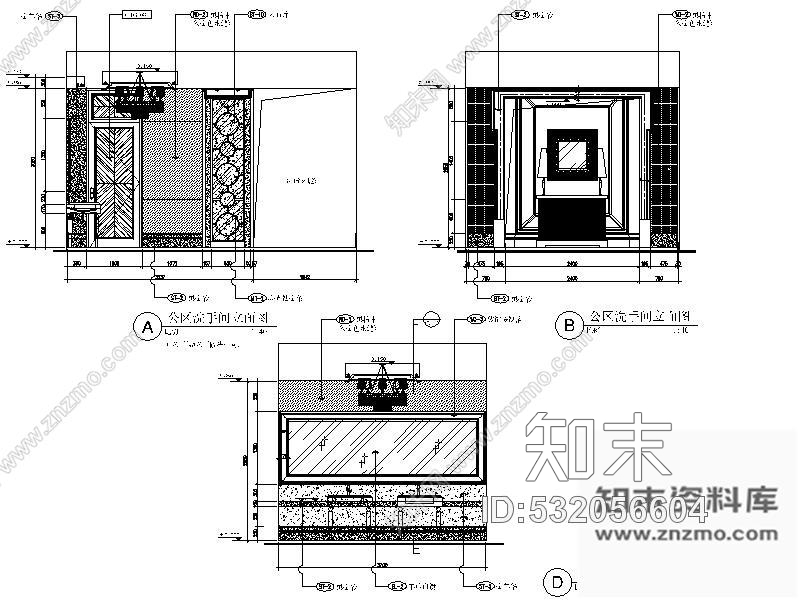 施工图成都某酒店公共卫生间室内装修图施工图下载【ID:532056604】