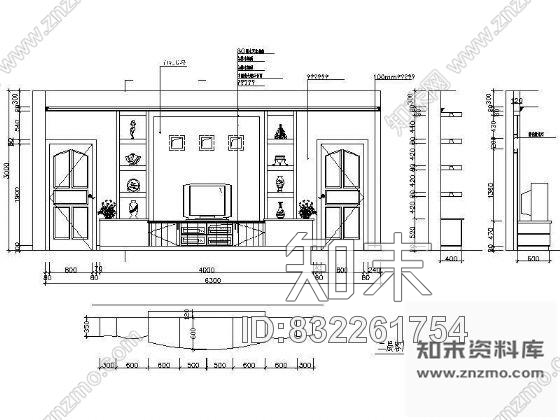 图块/节点电视机背景墙立面设计cad施工图下载【ID:832261754】