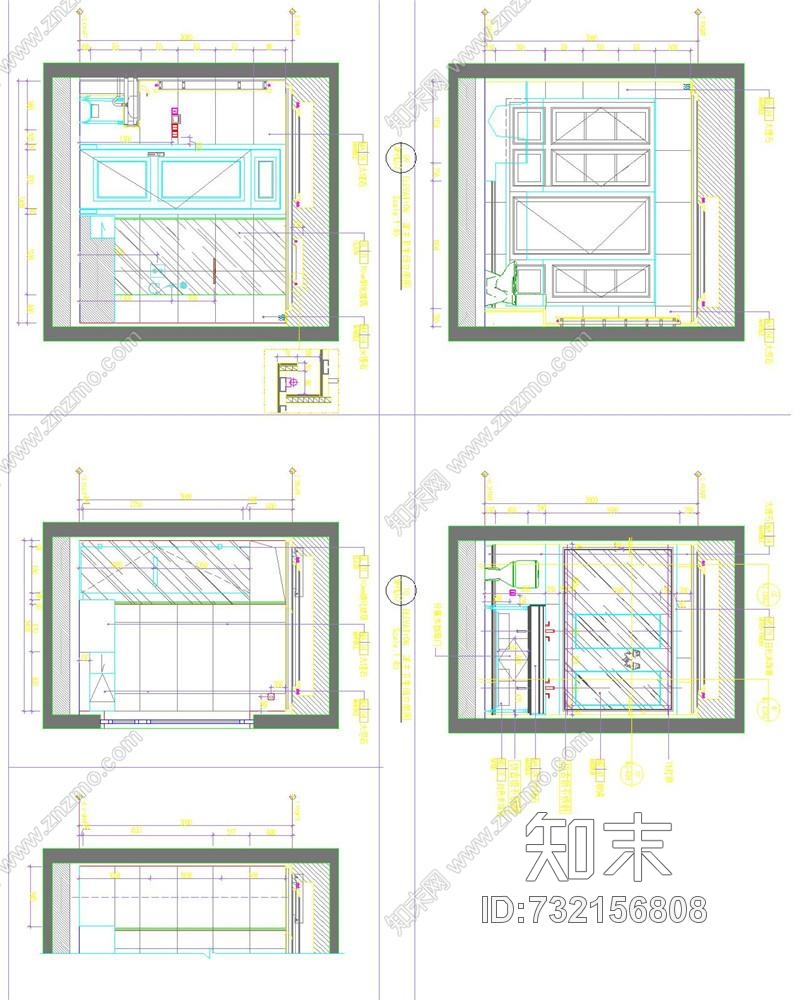 上海绿地海珀风华T型别墅样板间cad施工图下载【ID:732156808】