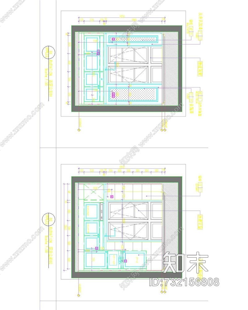 上海绿地海珀风华T型别墅样板间cad施工图下载【ID:732156808】