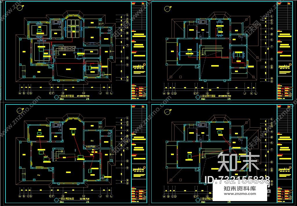 李益中-安徽芜湖凰城玫瑰-J别墅cad施工图施工图下载【ID:732155838】