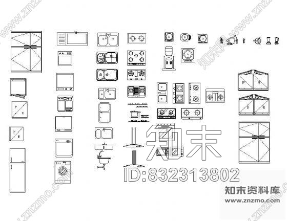 图块/节点厨房图块集cad施工图下载【ID:832313802】