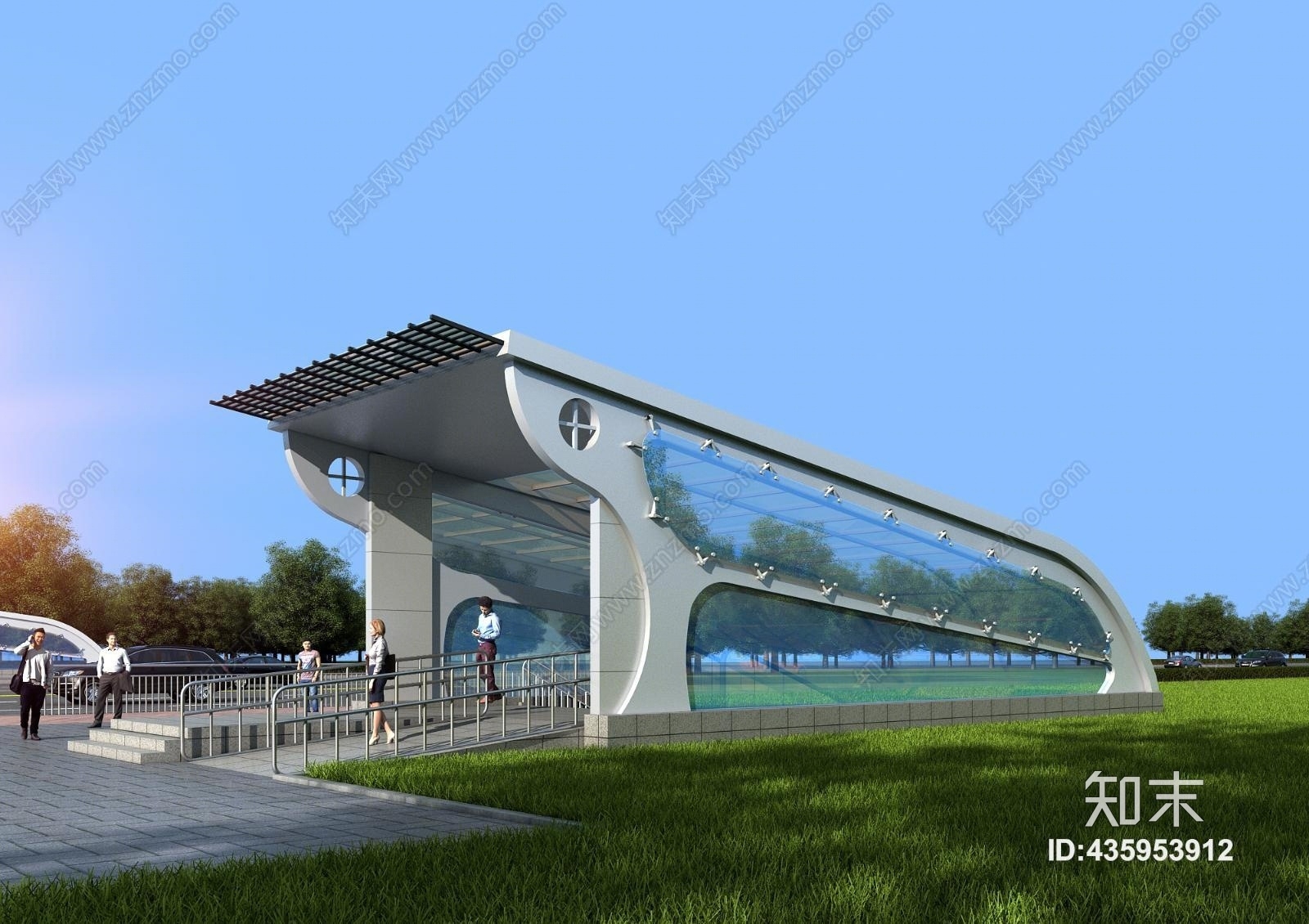 现代地下地铁车站出入口通道3d模型下载