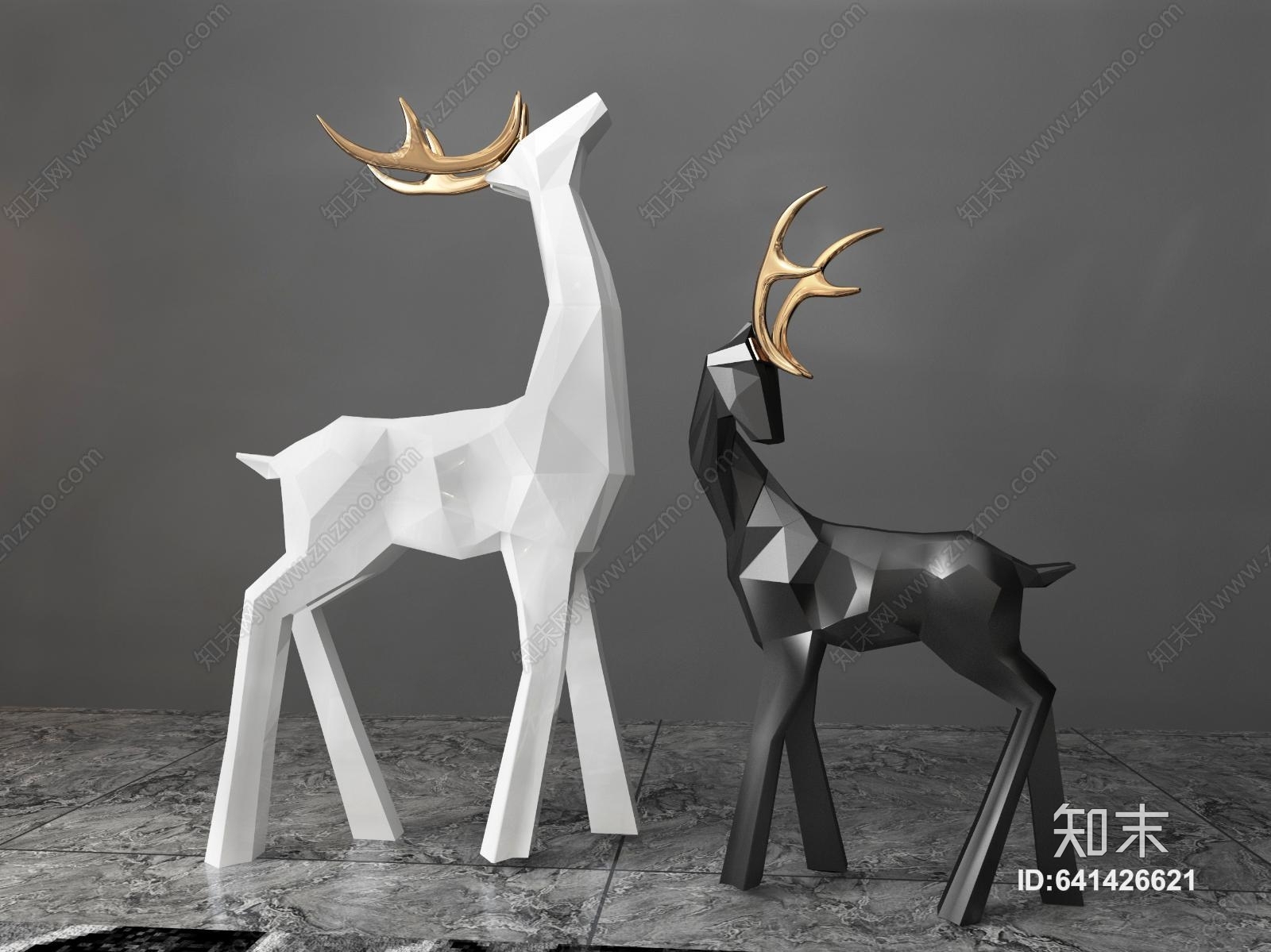 现代鹿3d模型下载【id:641426621】