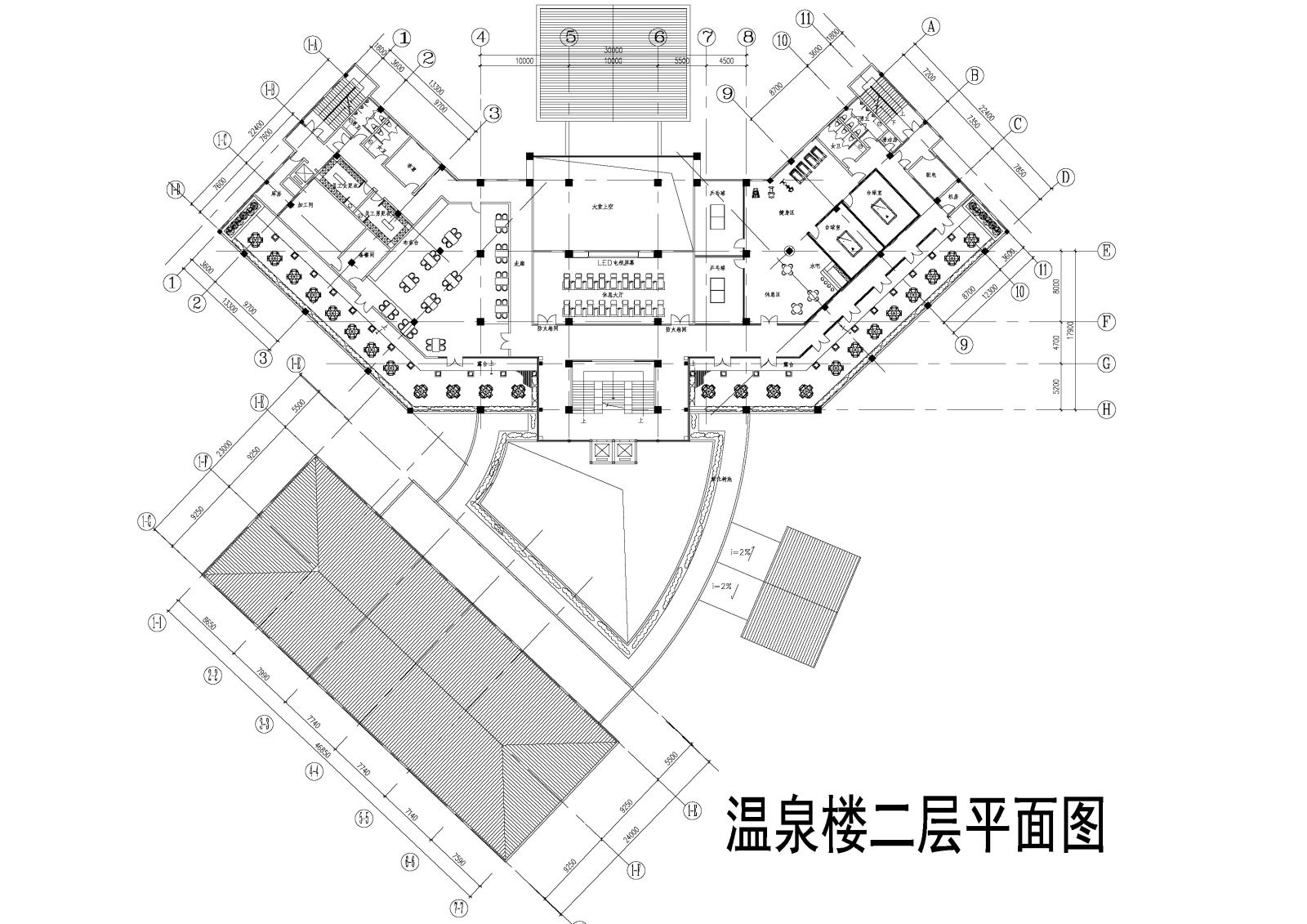 温泉度假村三层平面方案图施工图下载