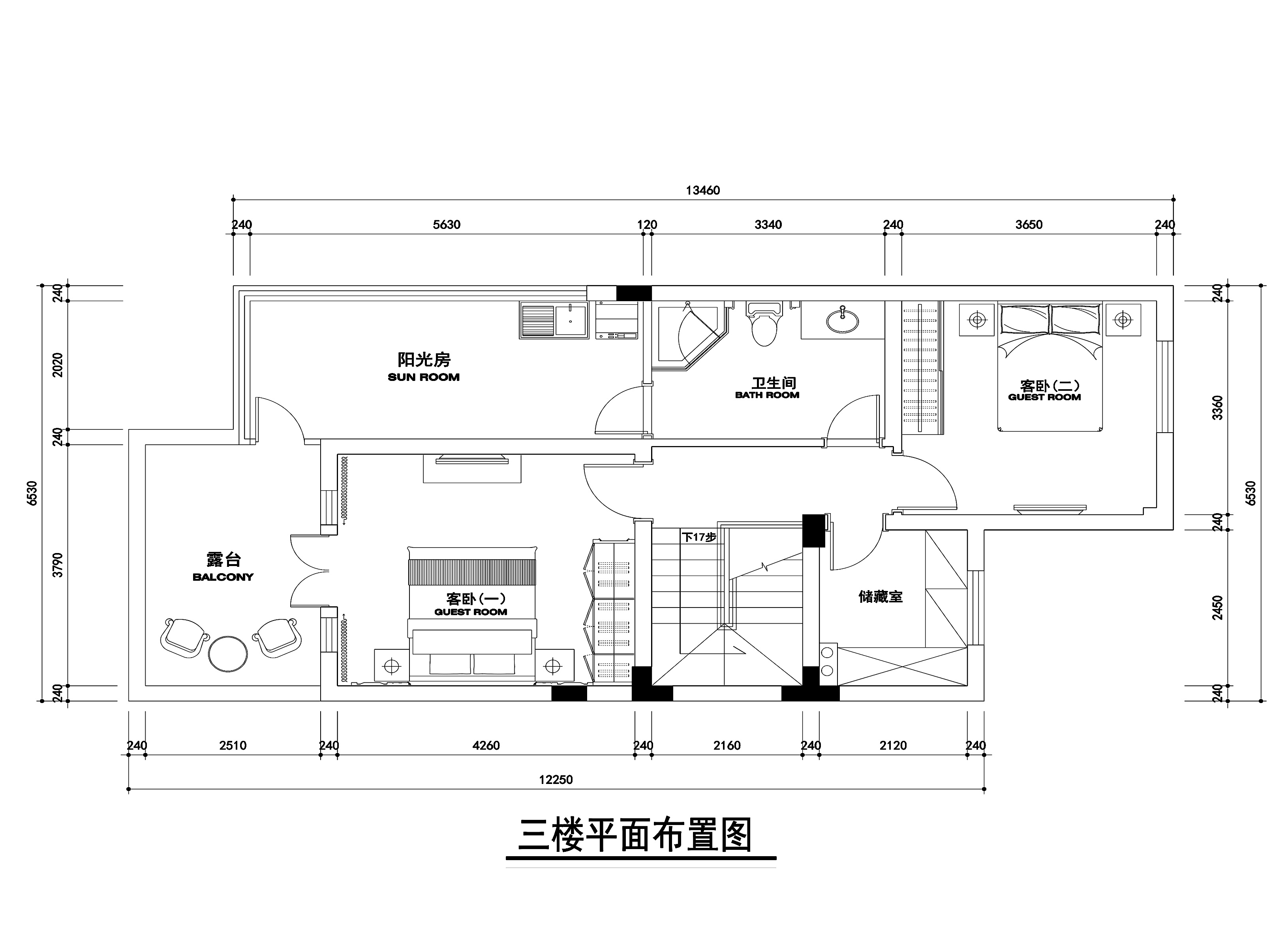 虞景山庄400平联体别墅装修设计施工图下载【id:550365485】