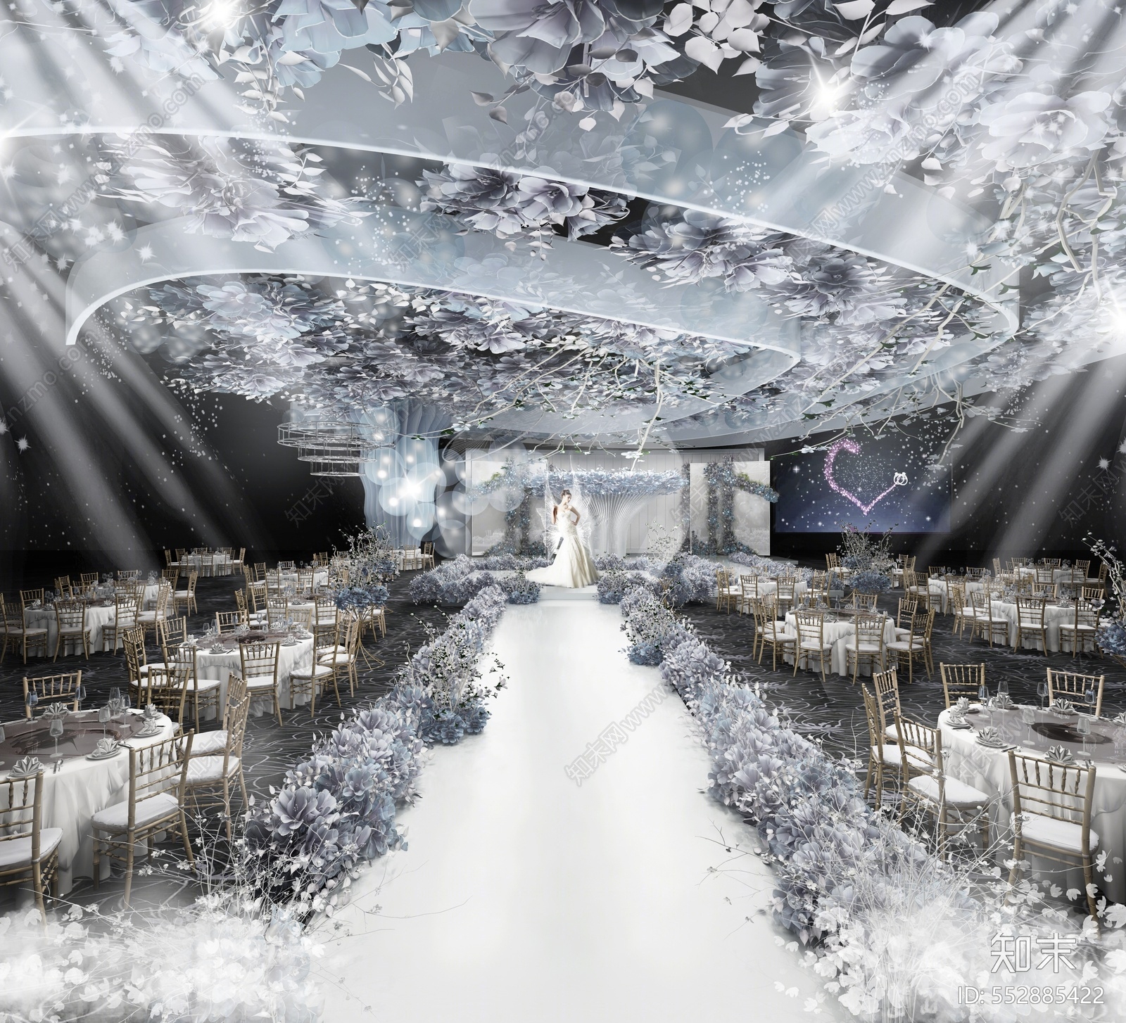 现代工装婚礼舞台3d模型下载【id:552885422】