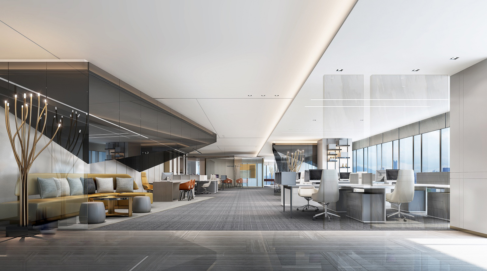 现代风格 北欧风格 办公空间 办公室 休息区 样板间 效果图 3d模型