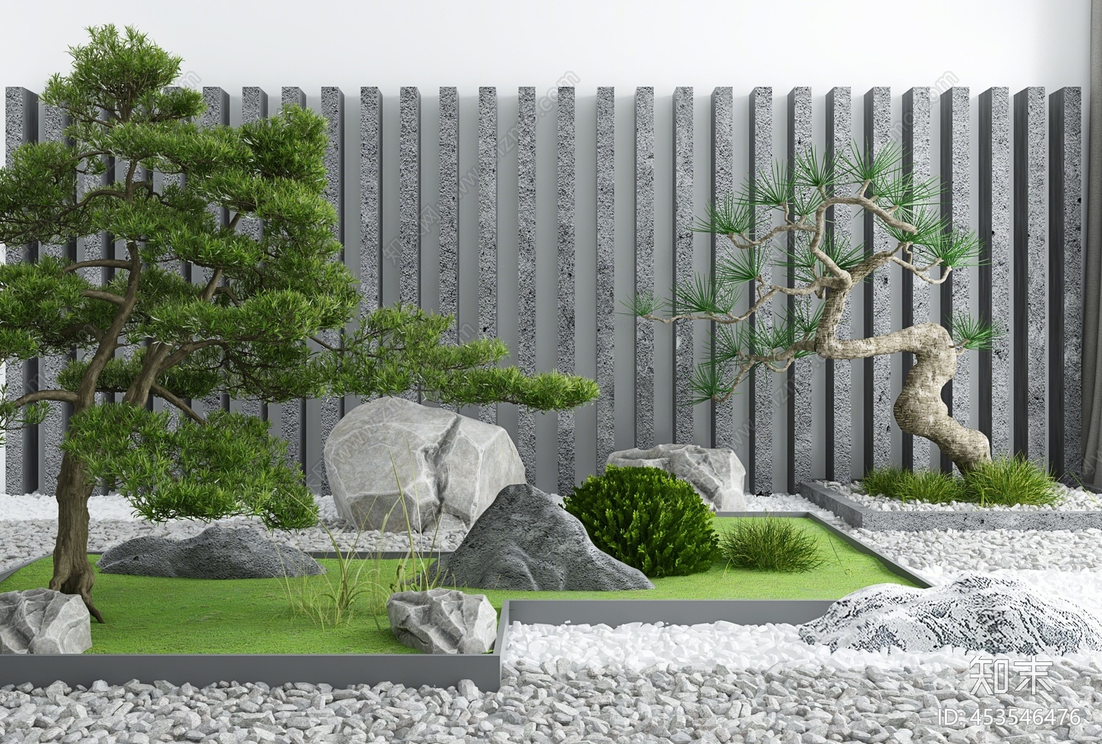 新中式庭院景观禅意小品3d模型下载