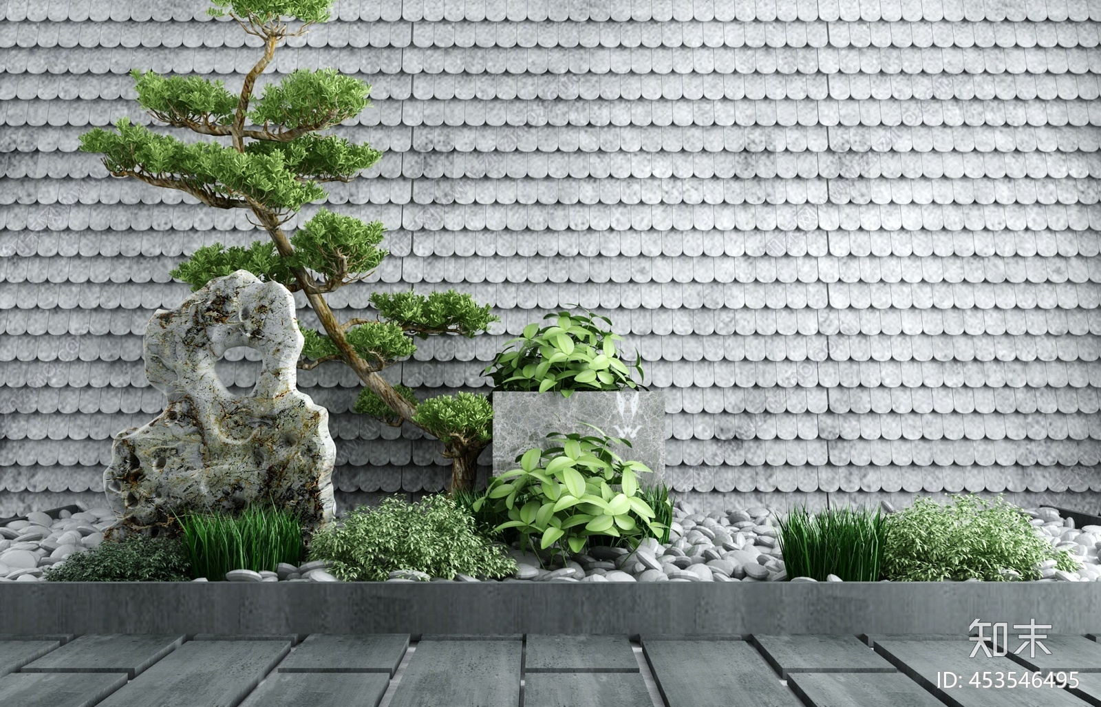 新中式庭院景观禅意小品3d模型下载