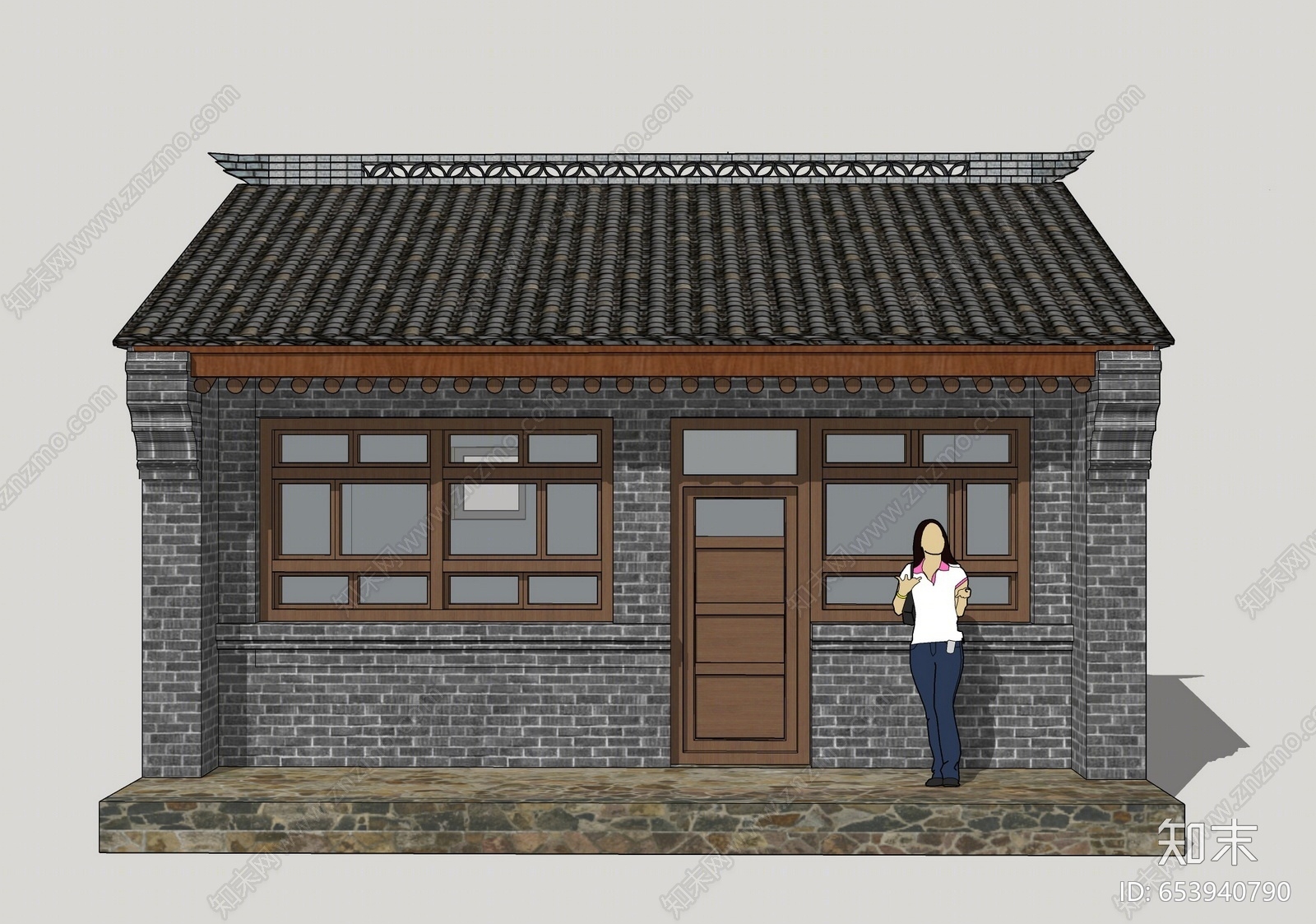 中式风格民居建筑su模型下载