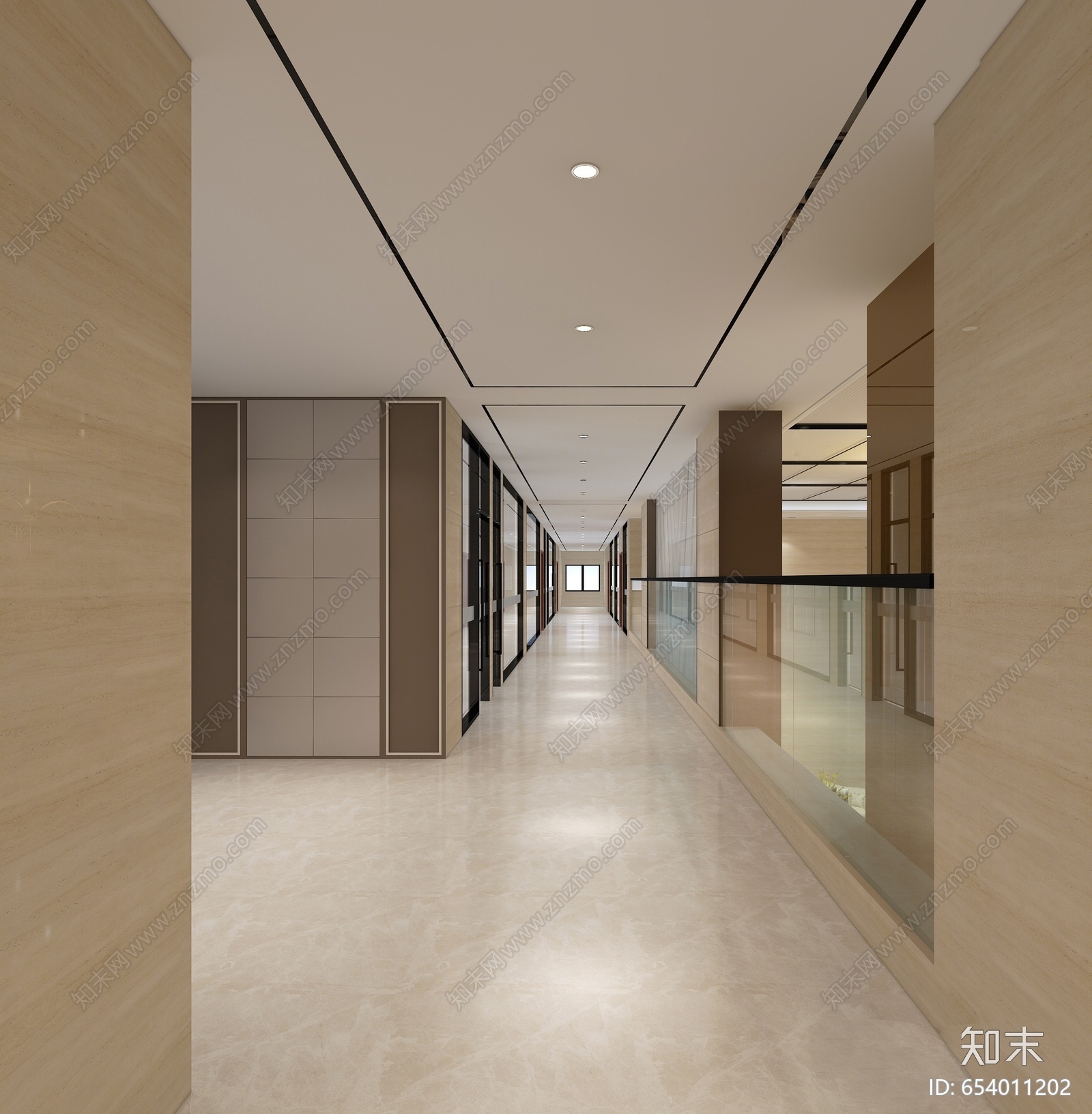 现代办公室过道3d模型下载【id:654011202】
