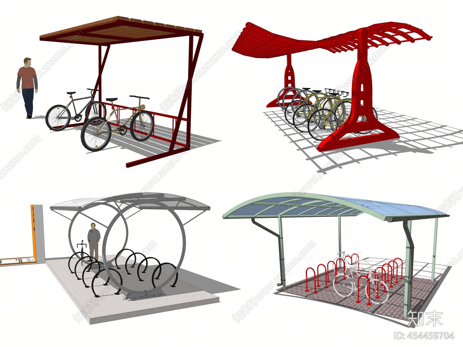 现代创意自行车棚 自行车停车架 自行车停靠架 自行车站台 公园广场