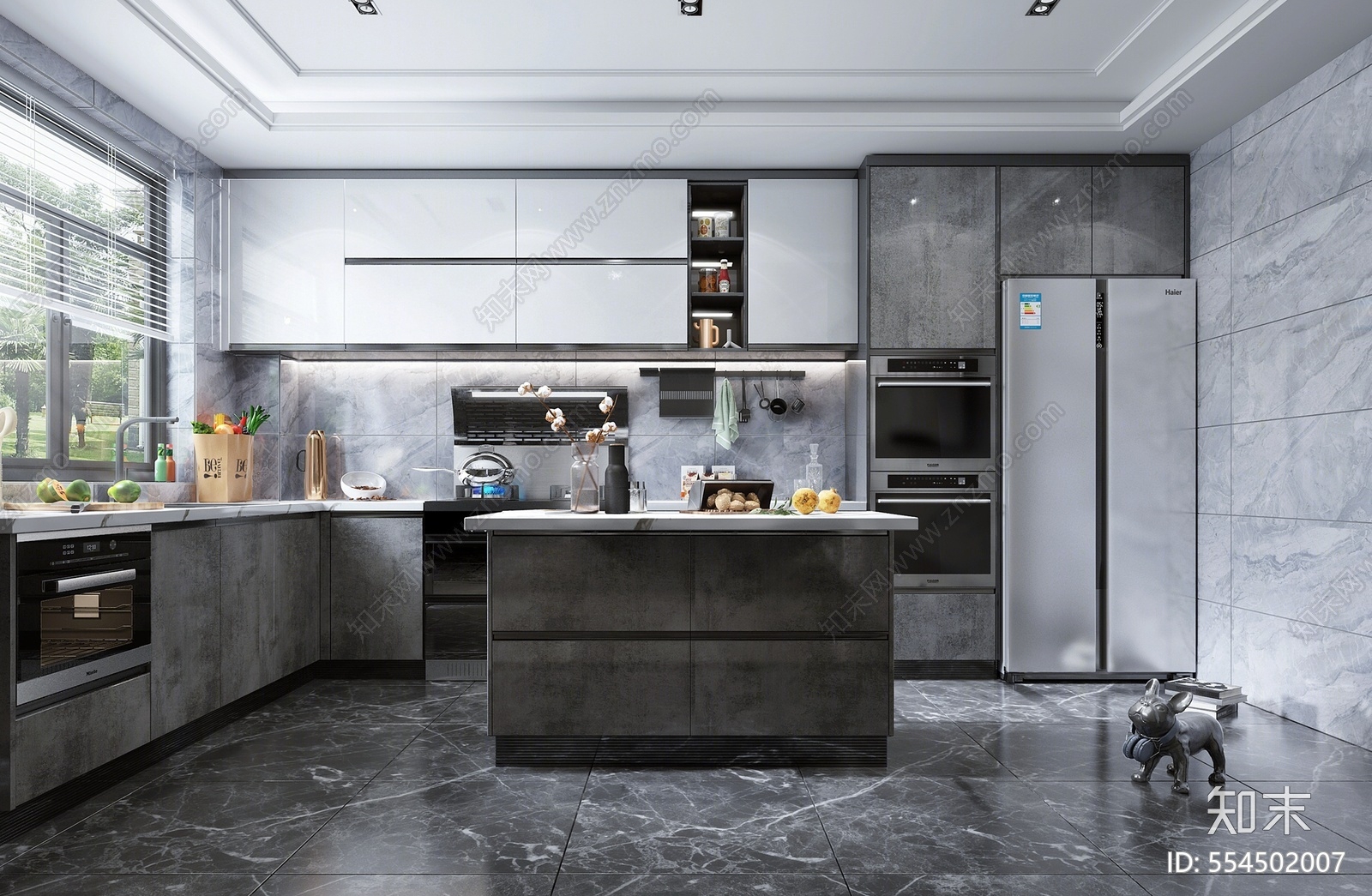 现代风格开放式厨房3d模型下载