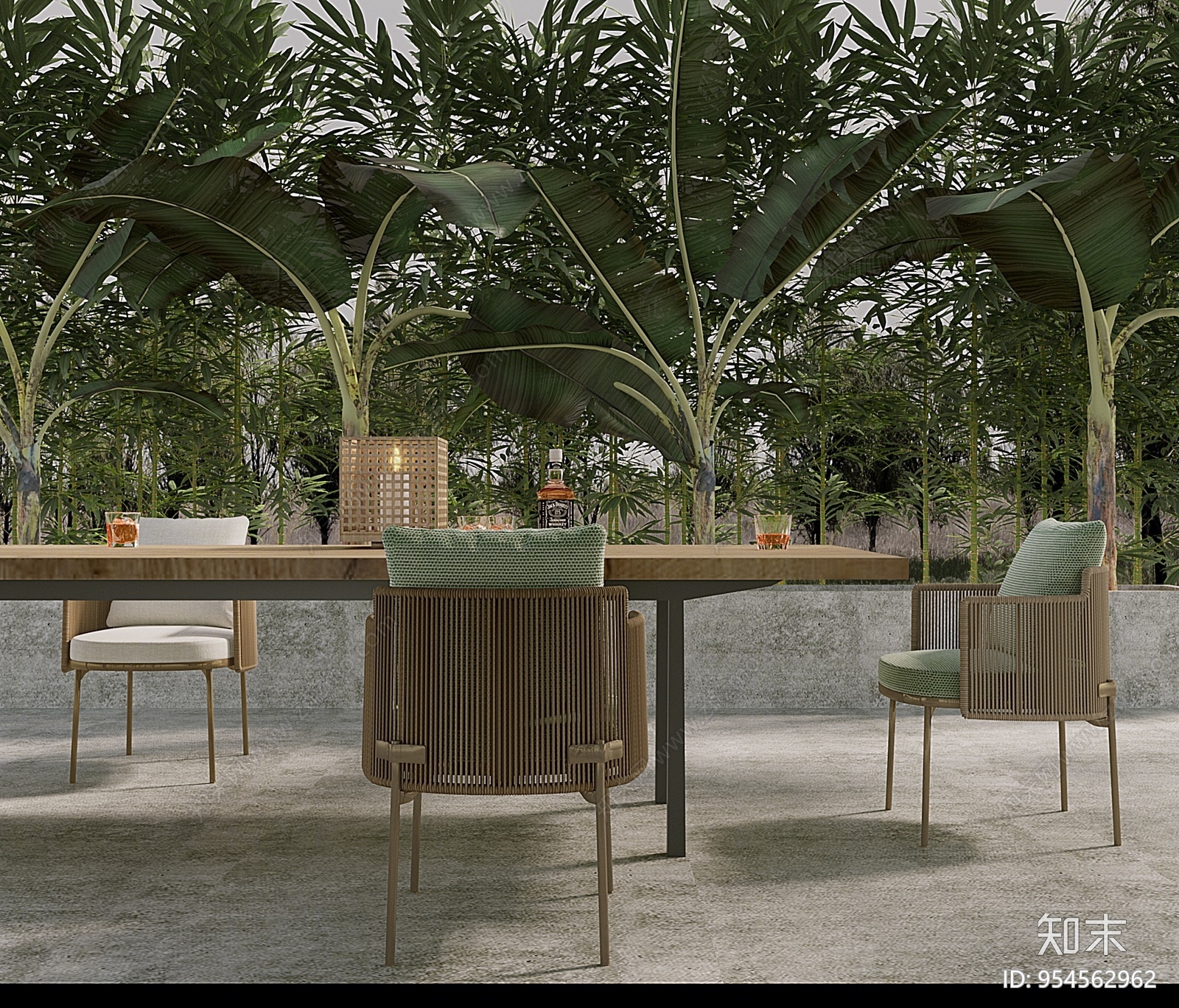 原创现代意大利 米洛提 minotti 现代阳台 户外餐桌椅组合3d模型下载