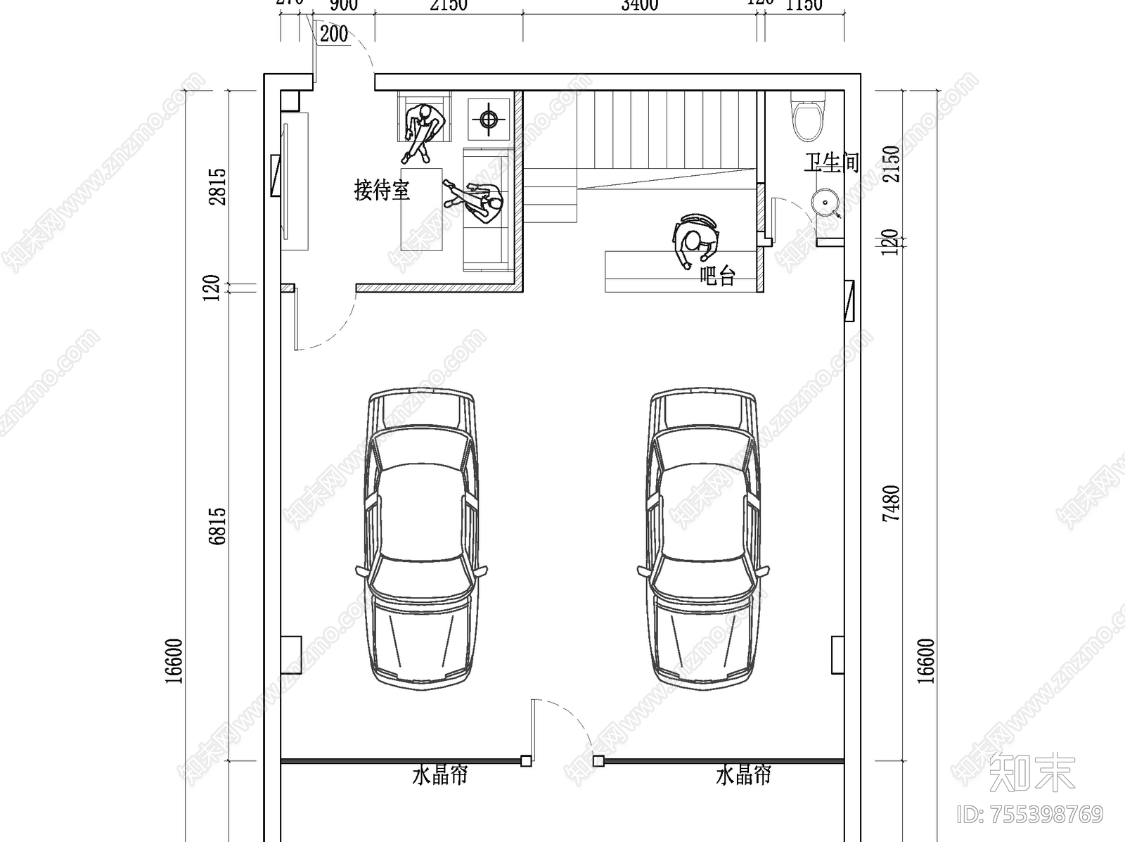 原创汽车4s店平面布置图施工图下载【id:755398769】